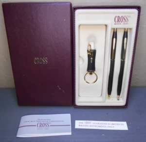Cross Century Black & Gold Pen & 0.5 Pencil Key Ring Name Engraved Made In USA - Picture 1 of 24