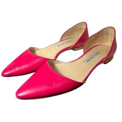 Pisos Manolo Blahnik D’Orsay de cuero rosa - talla 38 Foto 1 de 3