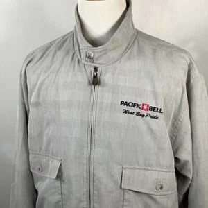 Pacific Bell Vtg Cutter & Buck Jacket L Beige Windbreaker Coat Jacket Hipster - Picture 1 of 8