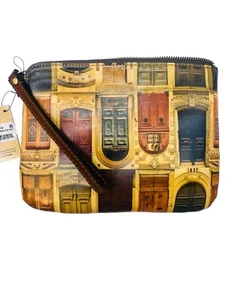 Patricia Nash Leather Cassini Wristlet Doorways to Italy Doors Pouch Clutch - Picture 1 of 7