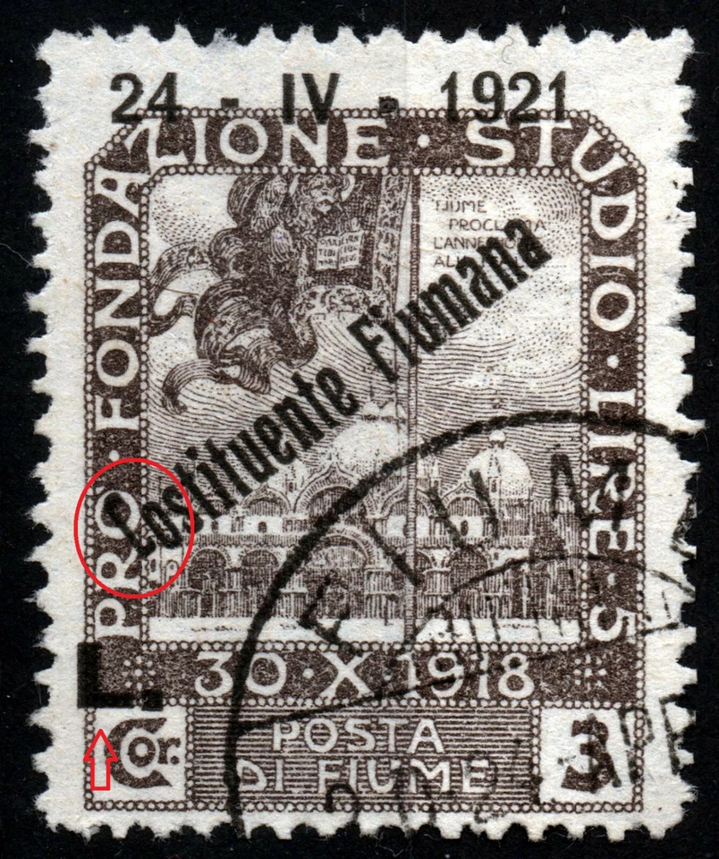 ✔️ FIUME 1921. 3L./3C. SASSONE 173fa+nba SIN PRECIO EN CATÁLOGO - ¡MUY RARO! Foto 1 de 4