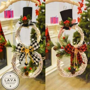 Tür Kreative Weihnachtsdeko Schneemann Kranz mit Licht Tür Hängedeko - Bild 1 von 14