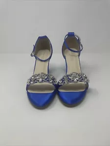 Custom Size 8.5M Royal Blue Jeweled Sandals - Picture 1 of 5