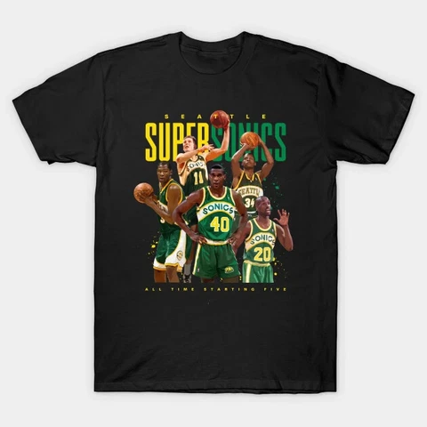 Seattle Supersonics All Time Starting Five T-Shirt Gift For Men Women All Size Cover