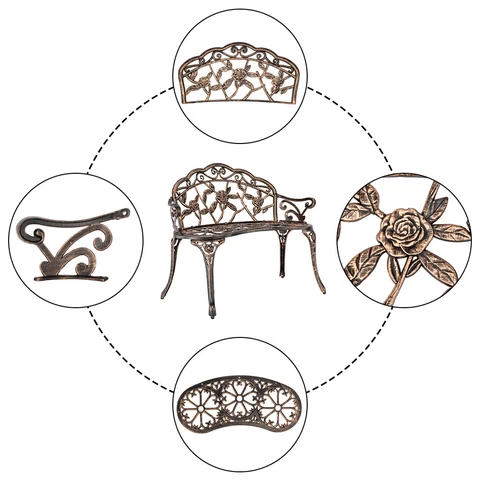 38.5" Cast Aluminum Outdoor Courtyard Decoration Park Leisure Rose Chair Cover