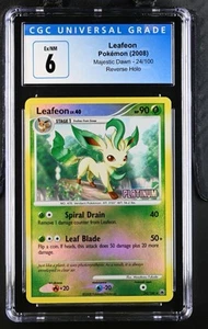 CGC 6 Leafeon 24/100 Reverse Platinum Stamp Majestic Dawn Pokemon 2008 Pop 2 - Picture 1 of 3