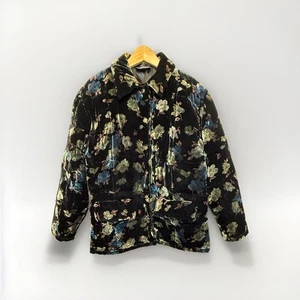 Croce del Sud Women’s Size Large Black Velvet Puffer Jacket Coat Silk Mix Italia - Picture 1 of 21