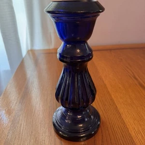 Vintage 12'' Stained Cobalt Blue Glass Vase / Votive candle Holder Made IN Spain - Picture 1 of 8
