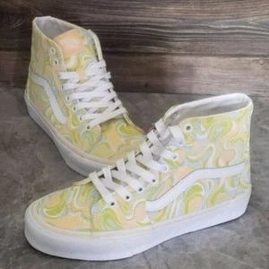 New Vans Sk8 Hi Womens Swirl Lime Green High Top Sneakers Size 6.5 Festival Bold - Picture 1 of 10