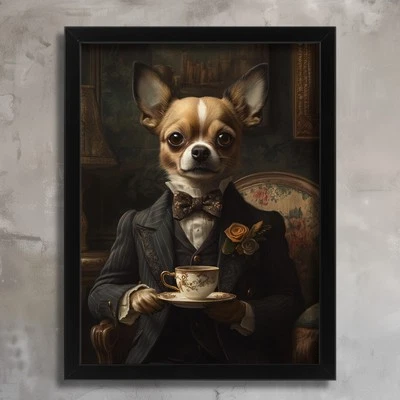 Vintage Dog Portrait Dapper Chihuahua Art Print Dog In A Suit Wall Art Picture  - Image 1 of 2