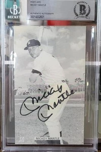 MICKEY MANTLE FIRMADO 1960 JD MCCARTHY BATEO DERECHO #2 POSTAL YANKEES CERTIFICADO DE AUTENTICIDAD BAJO - Imagen 1 de 2