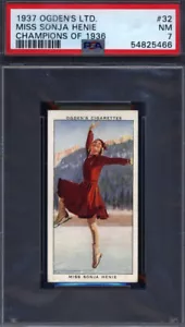 1937 Ogden's LTD Champions Of 1936 #32 Miss Sonja Henie PSA 7 - Picture 1 of 2