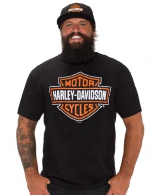 Harley-Davidson T-Shirt B&S Orange on Black
