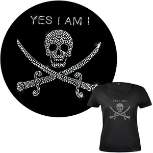 Damen Shirt Glitzer Nieten Strass Gothic Skull Totenkopf Motto *7230 - Bild 1 von 3