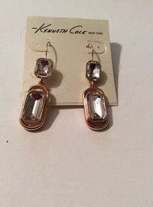 Kenneth Cole NY "Rose Blossom" Vidrio Facetado Cristal Piedra Doble Gota #67F - Imagen 1 de 1