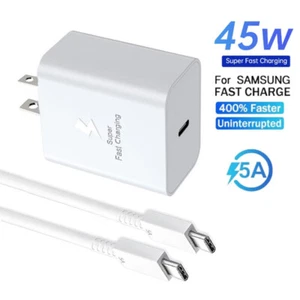 For Samsung A15 A35 A55 A14 A34 45W USB-C Super Fast Wall Charger Type-C Cable - Picture 1 of 20