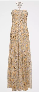 Veronica Beard Blue Yellow Lucine Paisley Silk Halter Maxi Dress Size 12 NWT - Picture 1 of 5