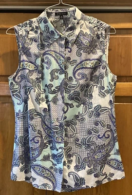 Blusa sin mangas Etcetera multicolor mezcla algodón/seda talla 8 abotonada Foto 1 de 4