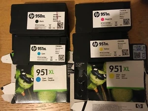 GENUINE HP EMPTY INK CARTRIDGES SET OF 4 - 950XL Black 951X x 3 - NEVER REFILLED - Picture 1 of 2