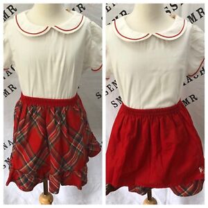 WDW Well Dressed Wolf Red Reversible Skirt & Red Piped Blouse Size 12 years NWT