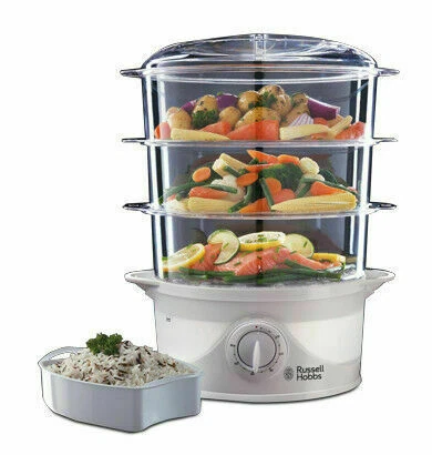 Russell Hobbs 3-Tier 9L Plastic Food Steamer - White (21140)
