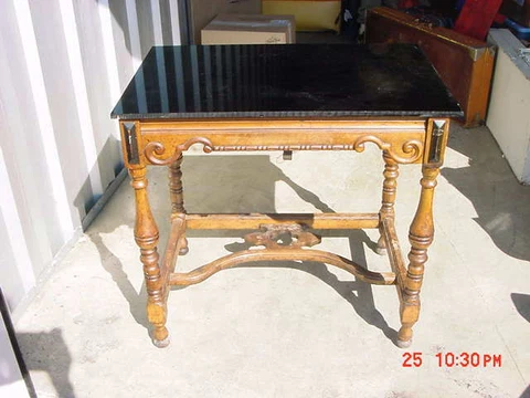 ANTIQUE BLACK GLASS TOP WOODEN TABLE Cover