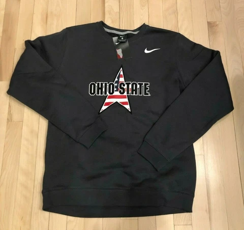 Nike Ohio State Buckeyes Club Fleece All-American Crew Dark Grey Men's MEDIUM Cover
