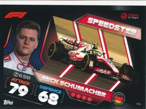 #154 NICK SCHUMACHER 2022 Topps Turbo Attax F1 Formula 1 SPEEDSTER HAAS - Picture 1 of 2