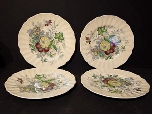 Royal Doulton THE KIRKWOOD 4 Mittagessen Teller A+ D5130 Blumen Jakobsmuschelrand NEUWERTIG! - Bild 1 von 12