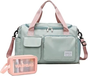 Small Gym Bag for Women, Travel Duffle Bag Carry On Weekender Bag with Shoe Comp - Picture 1 of 7