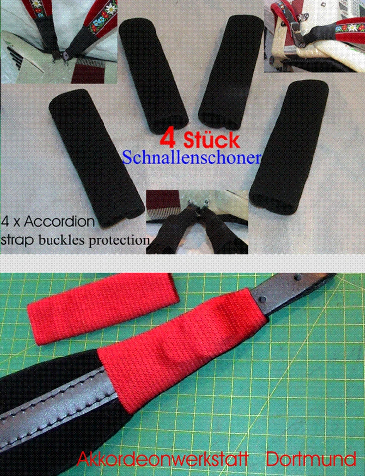 4 x Schnallenschutz für Akkordeon- Gurte, 4 x accordion strap buckles protection - Image 1 of 4