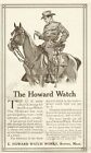 1910 Howard Pocket Watch Boston MA US Army Officer on Horse Vintage Print Ad
