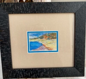 Pastel Beach Scene CAROLE FLAGG Fla. Artist Framed Matted Print under Glass - Picture 1 of 8