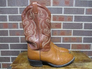 Stivali cowboy VINTAGE Tony Lama uomo 11 EE extra larghi pelle marrone western USA - Foto 1 di 17