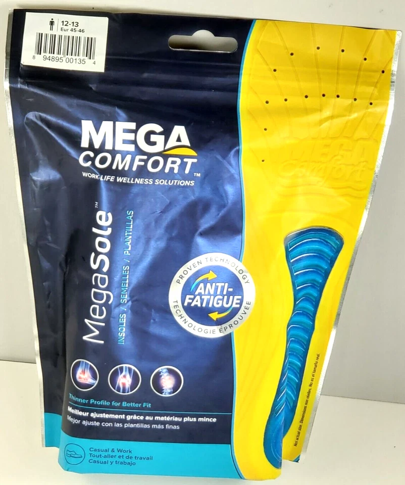 Mega Comfort Mens Size 12-13 Anti Fatigue MegaSole Shoe Inserts - Image 1 of 1