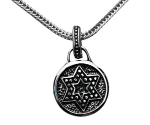 Jewish Star Of David Pendant Stainless Steel 24 inch 4 mm Box Chain HOL F4D33B - Picture 1 of 1