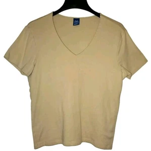 High Sierra Beige Short Sleeve V-Neck Knit Pullover Shirt Women's Size XL - Picture 1 of 8