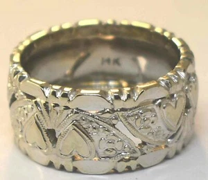14K WHITE GOLD - 1940'S ART DECO HEART DESIGN RING / SIZE 5.75 - Picture 1 of 3