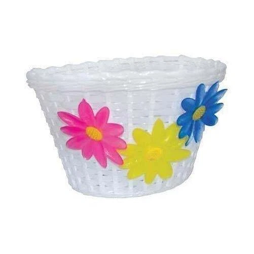 Cesta de bicicleta ULTRACYCLE delantera con flores blanca para bicicletas estándar para niñas con correas Foto 1 de 1