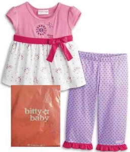 Toddler Girls Pajamas Set American Girl Flowers & Dots, Bitty Baby - Gift - Picture 1 of 7