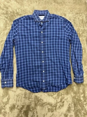 Camisa Ledbury Para Hombre Grande Abotonada Azul Algodón A Cuadros Foto 1 de 4