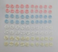 E   MEDIUM BUTTONS 24 GLASS  Round Pearly Creamy Buttons 0.9 cm 2 'C'S Back