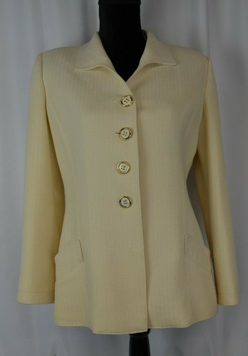Blazer donna Valentino maglia taglia 6 avorio giacca bottoni oro carriera lana Italia