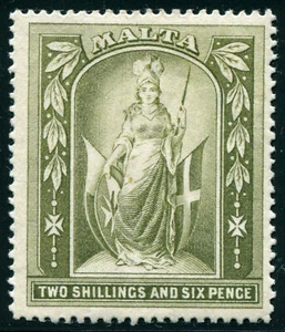 Malta 1914 KGV 2/6s SG 87 Mint Lightly Hinged MLH LH VF High $ - Picture 1 of 2