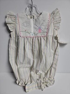 Vintage Baby Romper 80/90s RN 16954 Size 24 Months Embroidered Windmill Field C3 - Picture 1 of 8