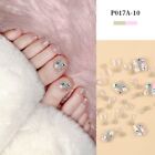 Toe Nails Full Cover Square French Aurora Dazzle Glitter Sequins Fake Toenails