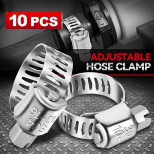 [10Pcs]3/8"-5/8" Inch Adjustable T-Bolt Hose Pipe Coupler Clamps Stainless Steel - Picture 1 of 6