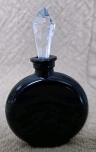 Vtg Black Glass Art Deco Perfume Bottle w/ Stopper - Picture 1 of 3
