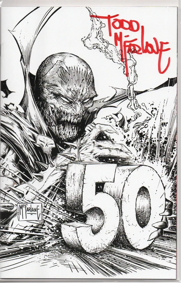 King Spawn #50 1:250 Variant B&W McFarlane Signed w/ CGC Certificate NM - Image 1 of 4