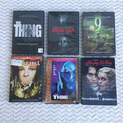 Horror Movies Films DVDs Lot Of 6 Sleepy Hollow,The Thing,Thinner, 9,Wrong Turn Foto 1 de 4